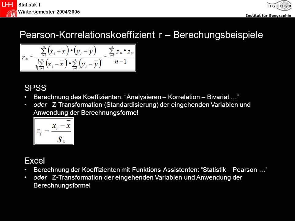 Statistik Pearson-Korrelationskoeffizient r – Berechungsbeispiele SPSS