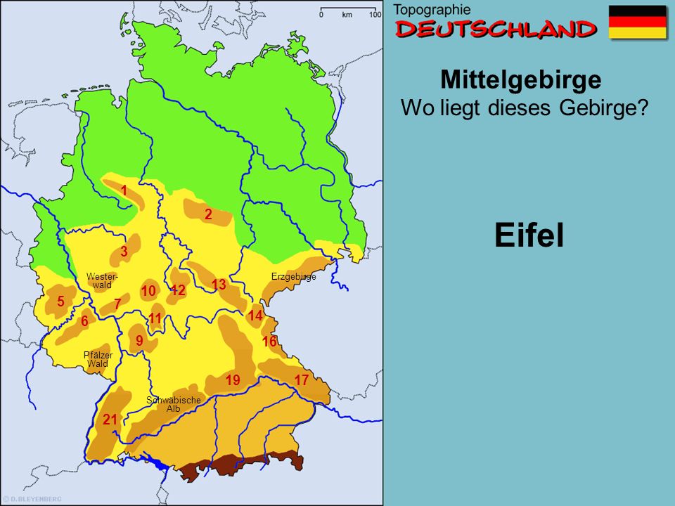 Eifel Mittelgebirge Wo liegt dieses Gebirge