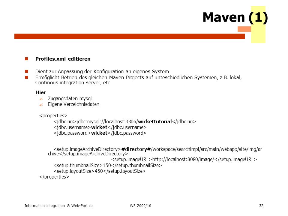 Maven (1) Profiles.xml editieren