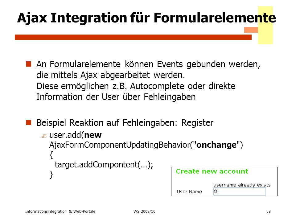 Ajax Integration für Formularelemente