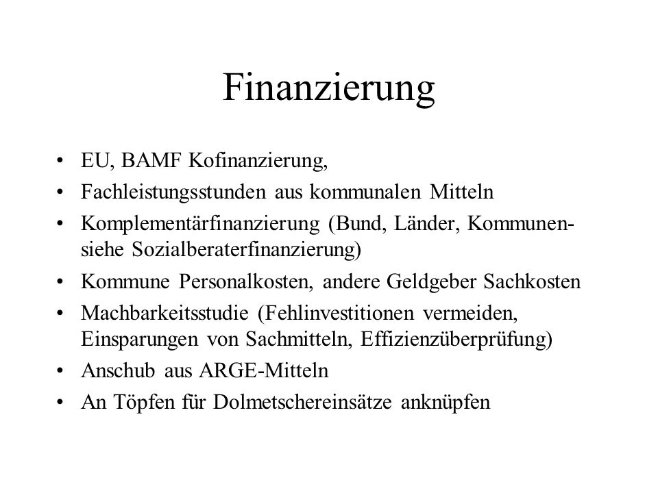Finanzierung EU, BAMF Kofinanzierung,