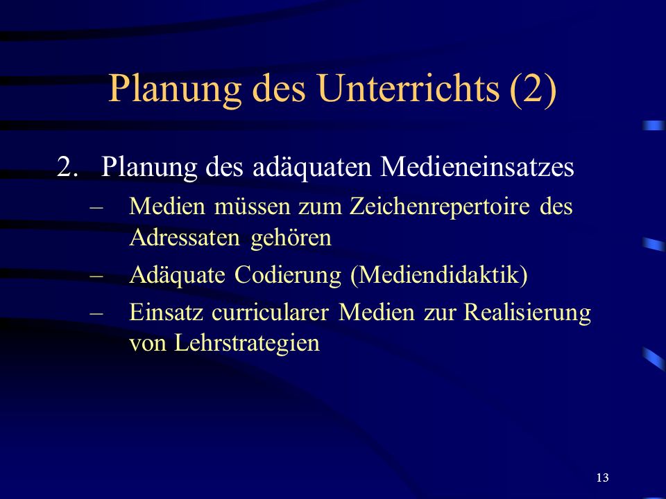 Planung des Unterrichts (2)