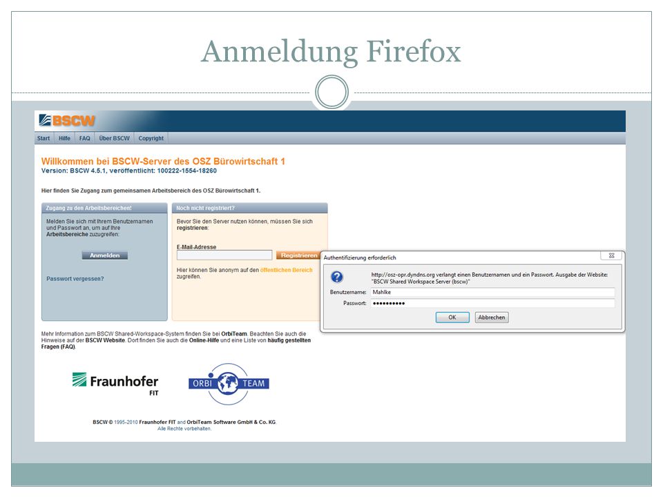 Anmeldung Firefox