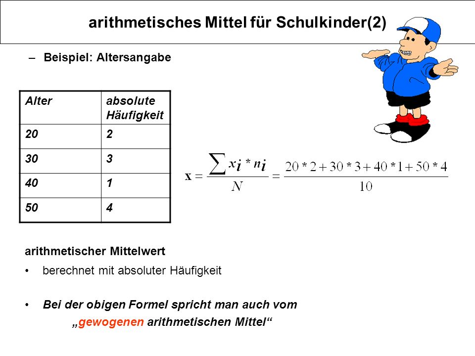 arithmetisches Mittel für Schulkinder(2)