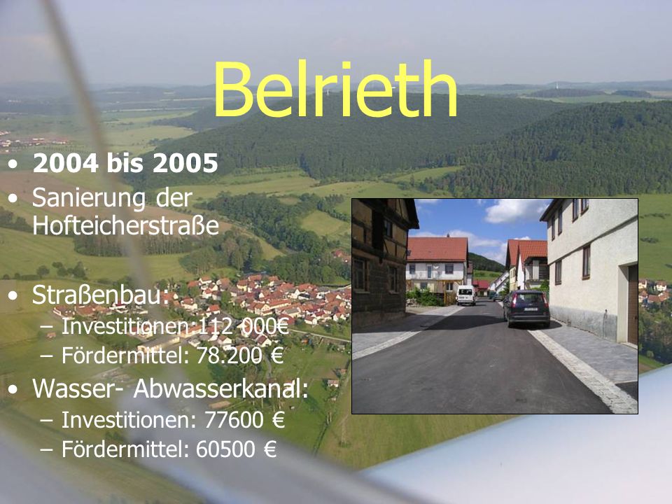 Belrieth 2004 bis 2005 Sanierung der Hofteicherstraße Straßenbau: