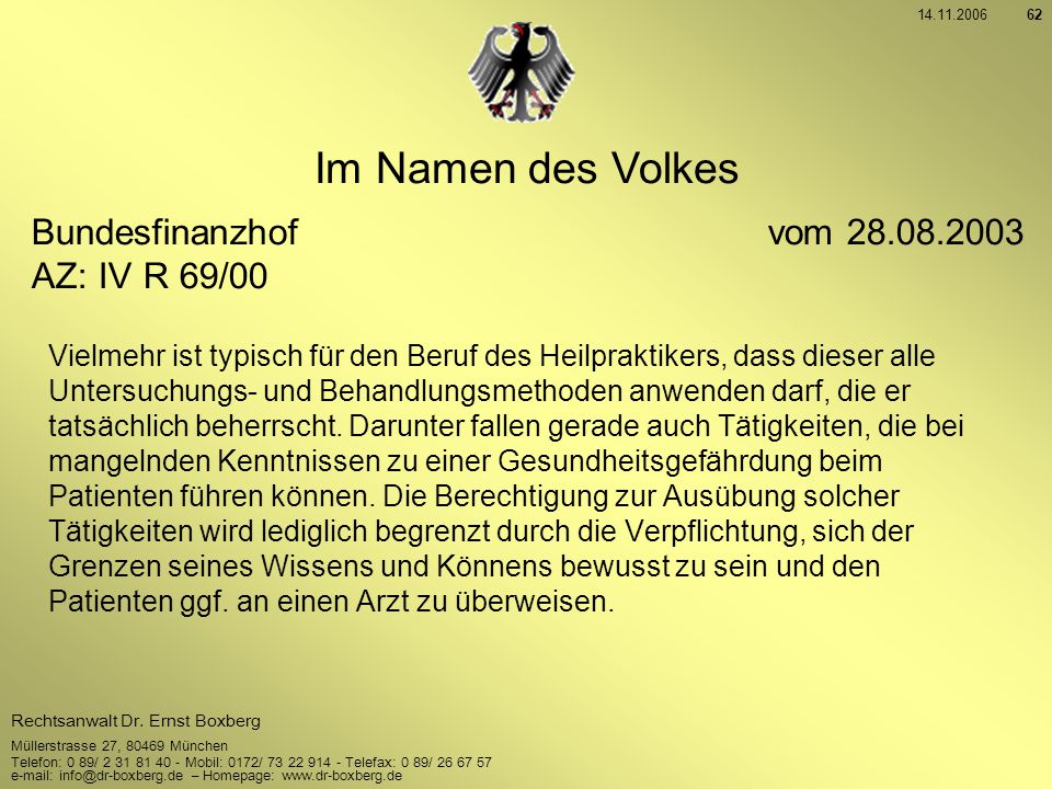 Im Namen des Volkes Bundesfinanzhof vom AZ: IV R 69/00