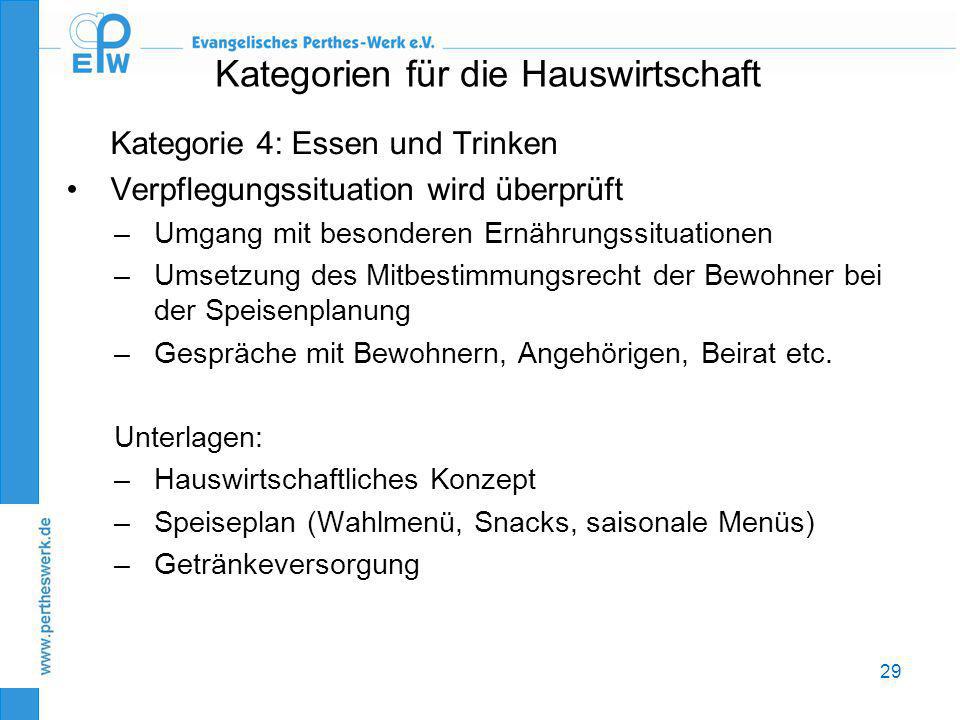 Kategorien für die Hauswirtschaft