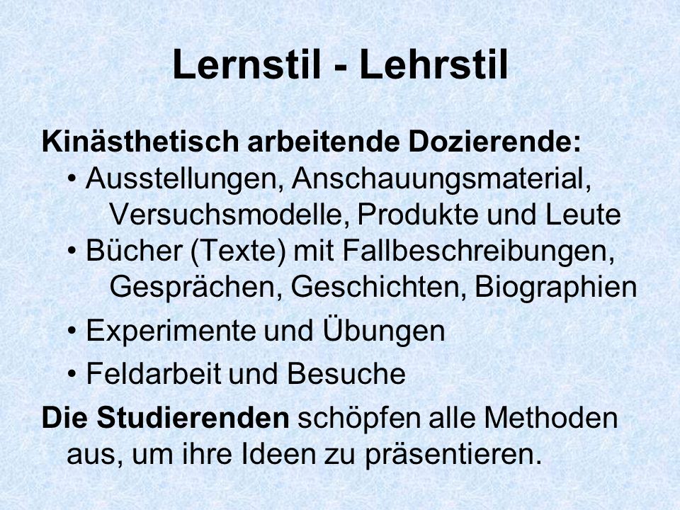 Lernstil - Lehrstil