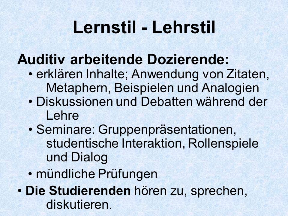 Lernstil - Lehrstil
