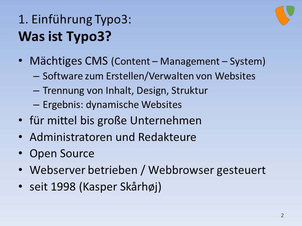 1. Einführung Typo3: Was ist Typo3