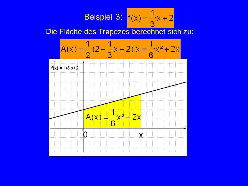 Beispiel 3: Die Fläche des Trapezes berechnet sich zu: x
