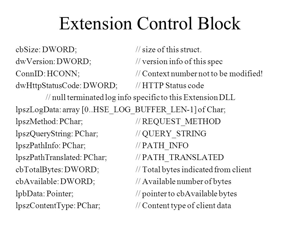 Extension Control Block