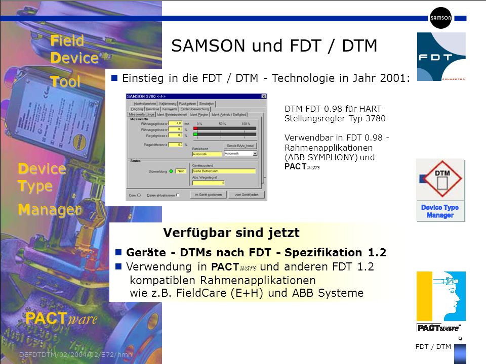 Field Device Tool Device Type Manager SAMSON und FDT / DTM PACTware