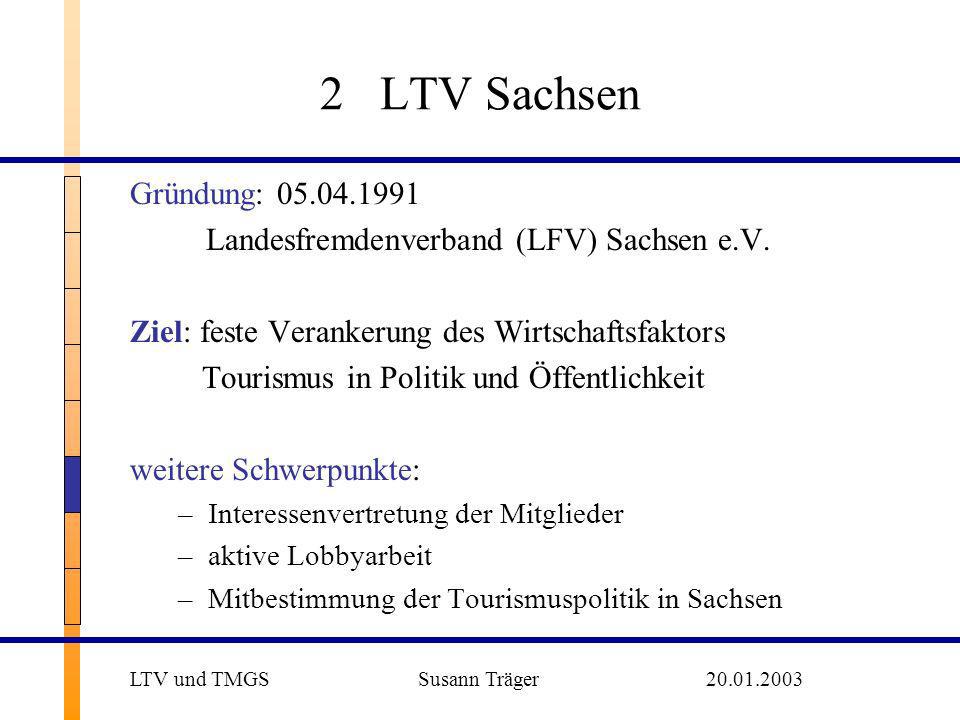 2 LTV Sachsen Gründung: Landesfremdenverband (LFV) Sachsen e.V. Ziel: feste Verankerung des Wirtschaftsfaktors.