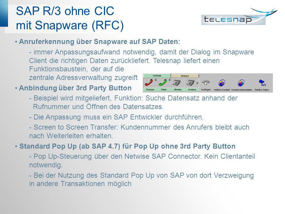 SAP R/3 ohne CIC mit Snapware (RFC)