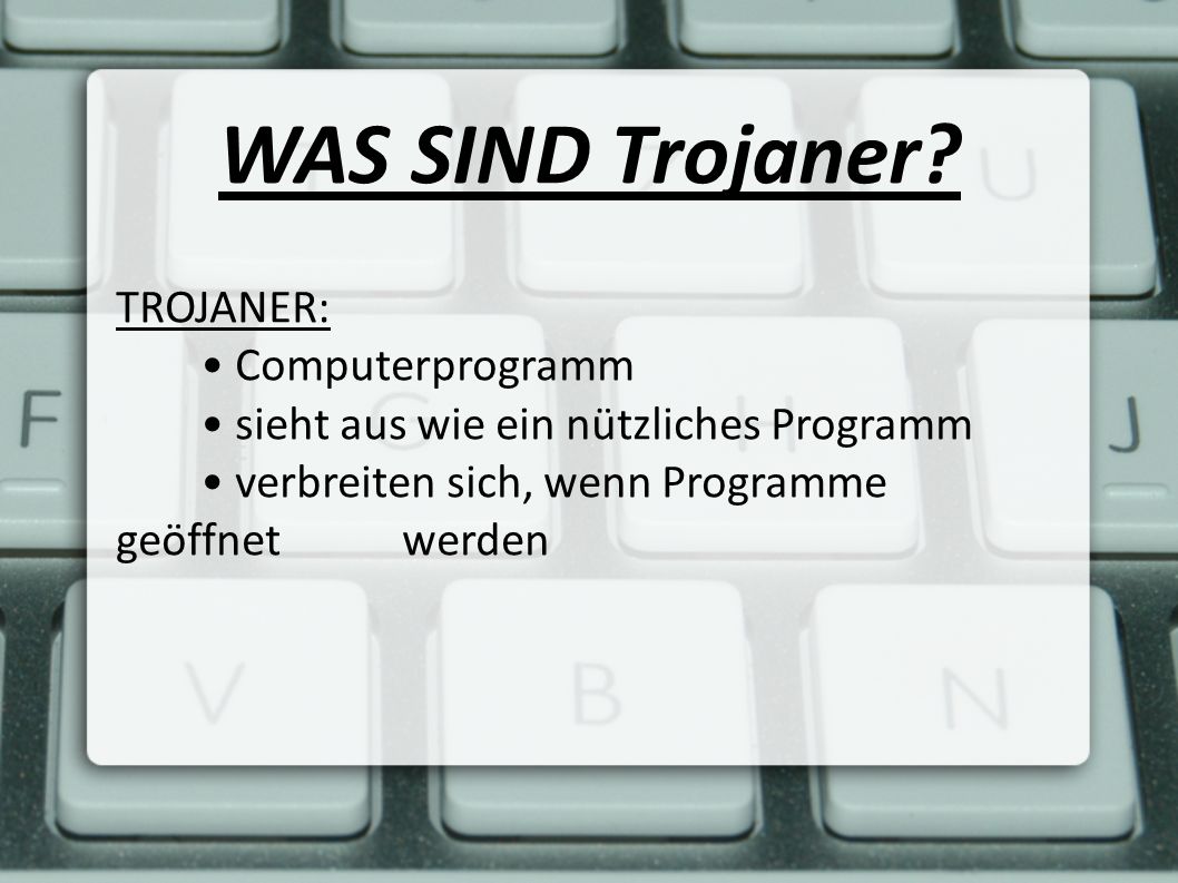 WAS SIND Trojaner TROJANER: • Computerprogramm