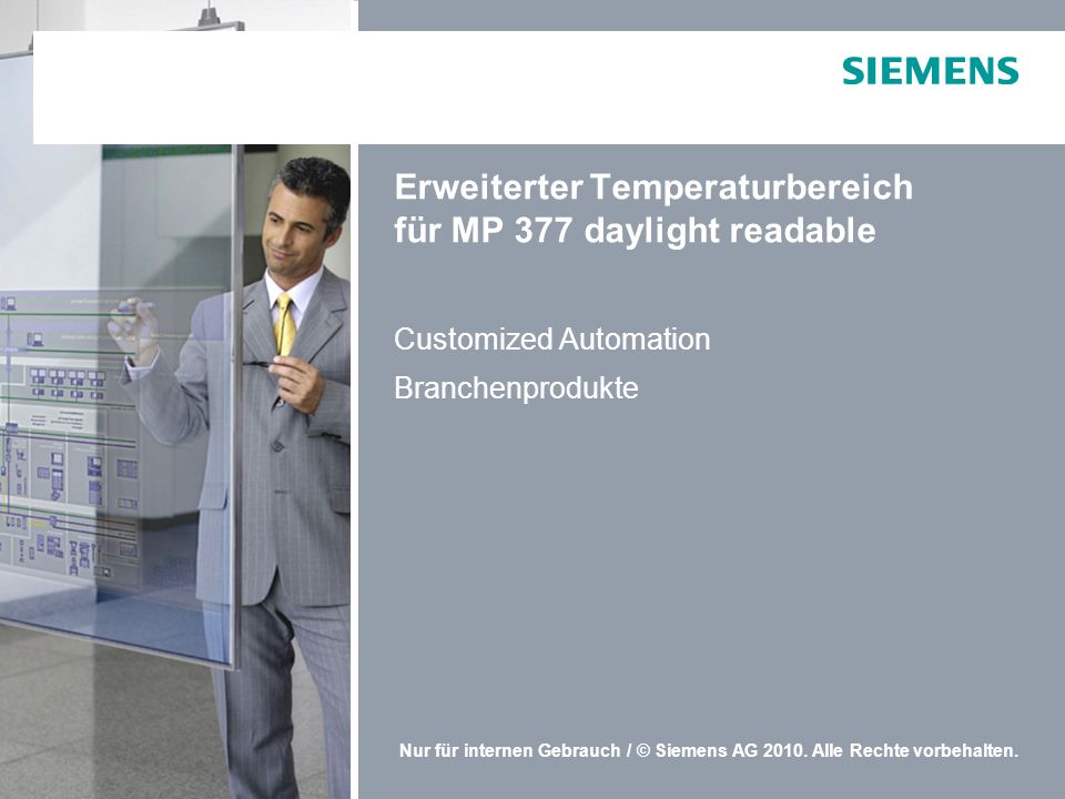 Erweiterter Temperaturbereich für MP 377 daylight readable
