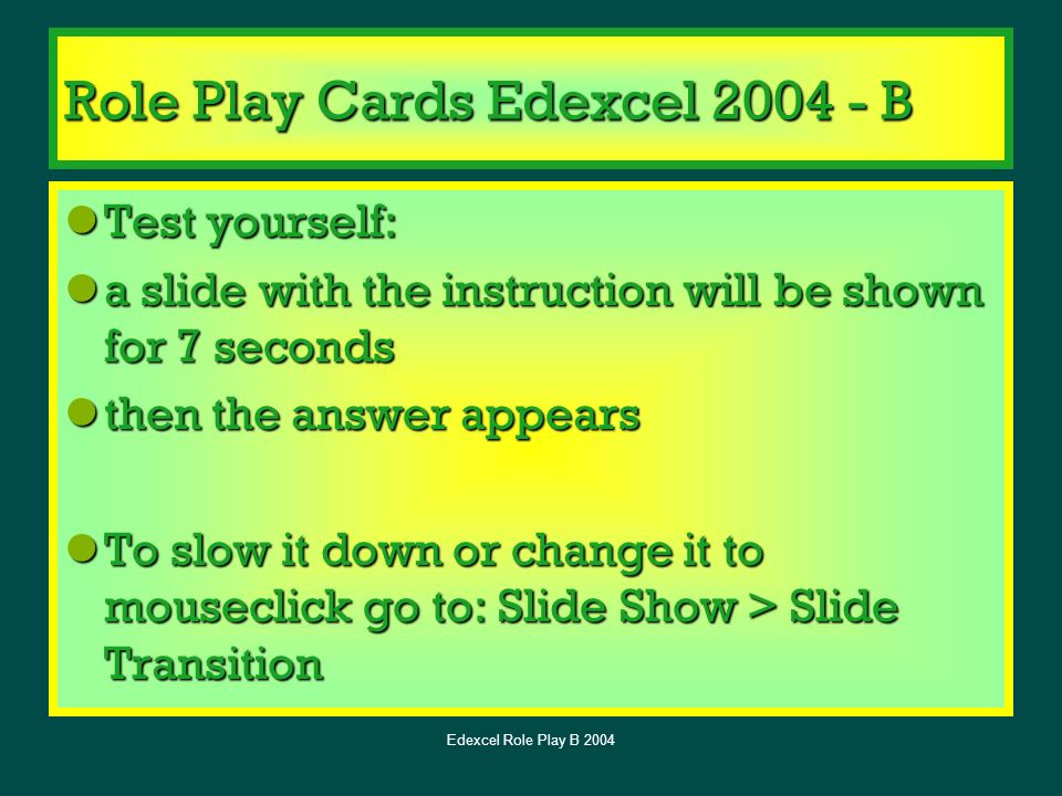 Role Play Cards Edexcel B