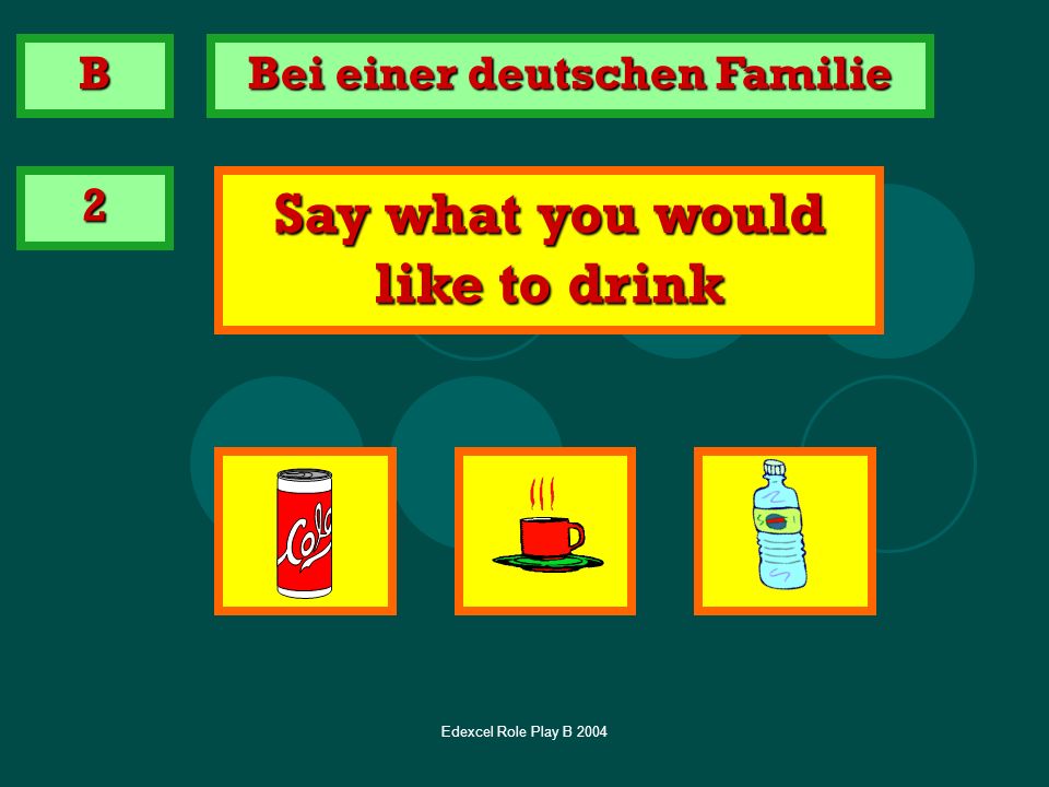 Bei einer deutschen Familie Say what you would like to drink