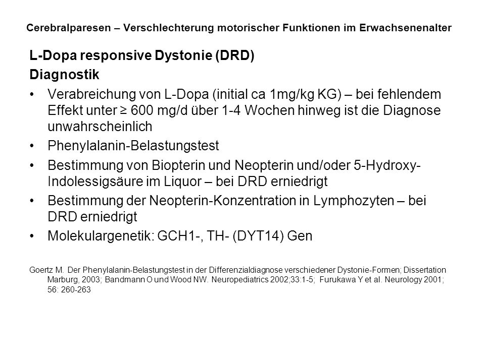 L-Dopa responsive Dystonie (DRD) Diagnostik