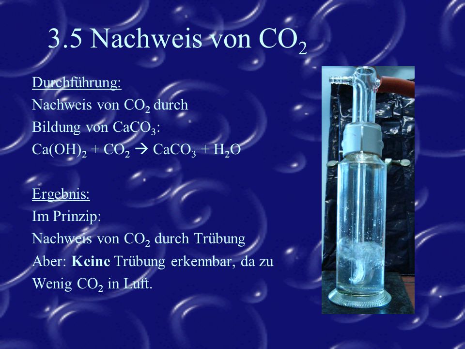 3.5 Nachweis von CO2 Durchführung: Nachweis von CO2 durch
