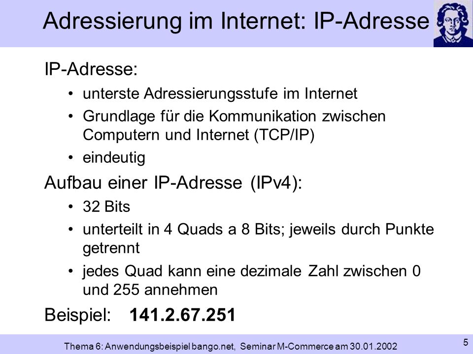 Adressierung im Internet: IP-Adresse
