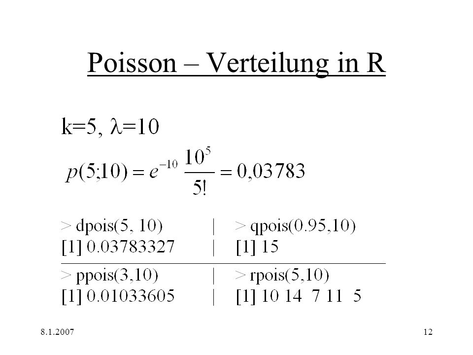 Poisson – Verteilung in R