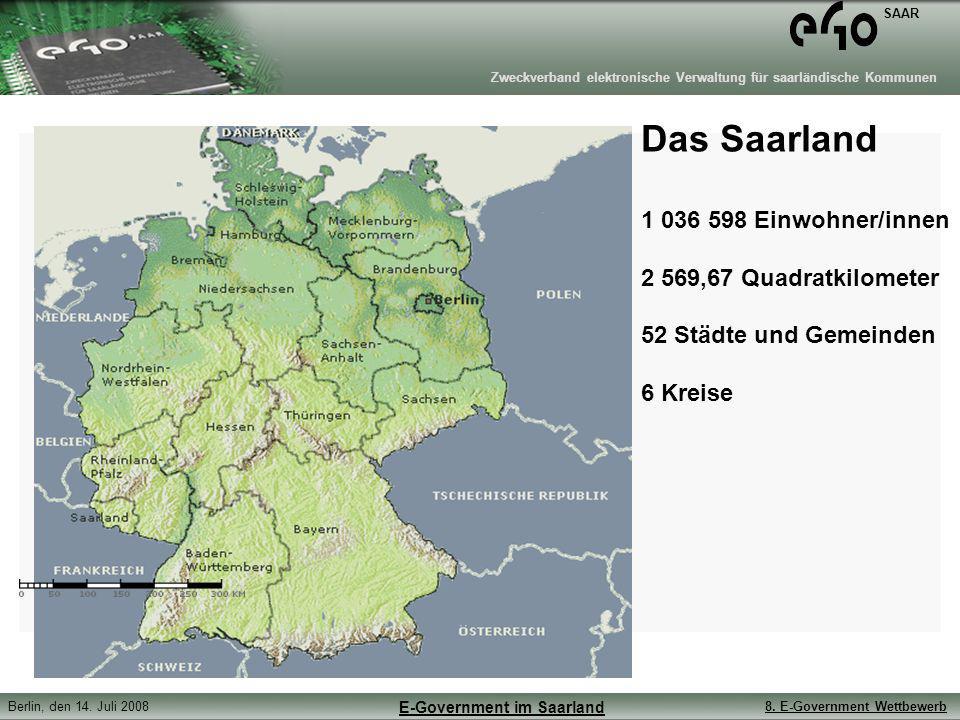 Das Saarland Einwohner/innen 2 569,67 Quadratkilometer