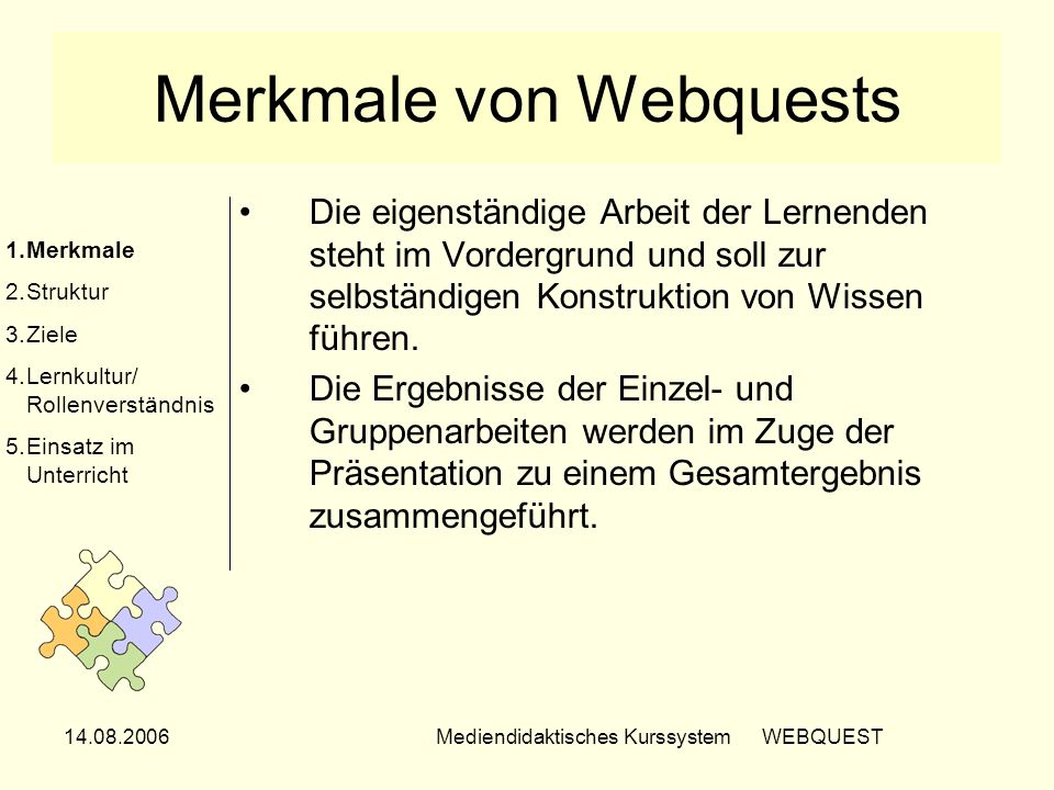 Merkmale von Webquests