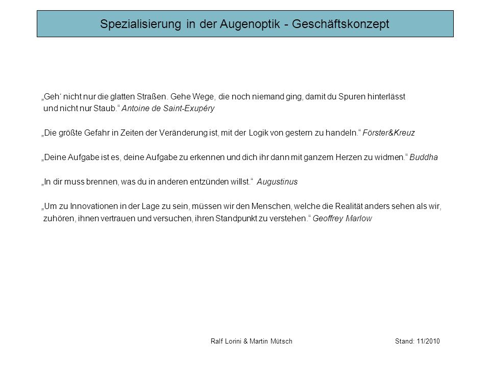 Spezialisierung in der Augenoptik - Geschäftskonzept