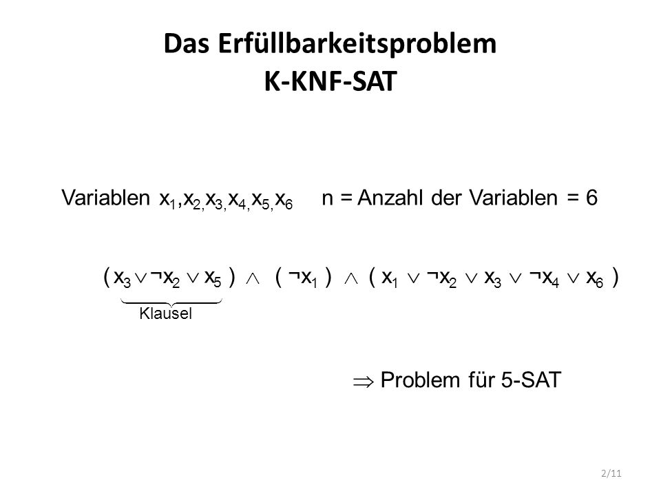 Das Erfüllbarkeitsproblem K-KNF-SAT