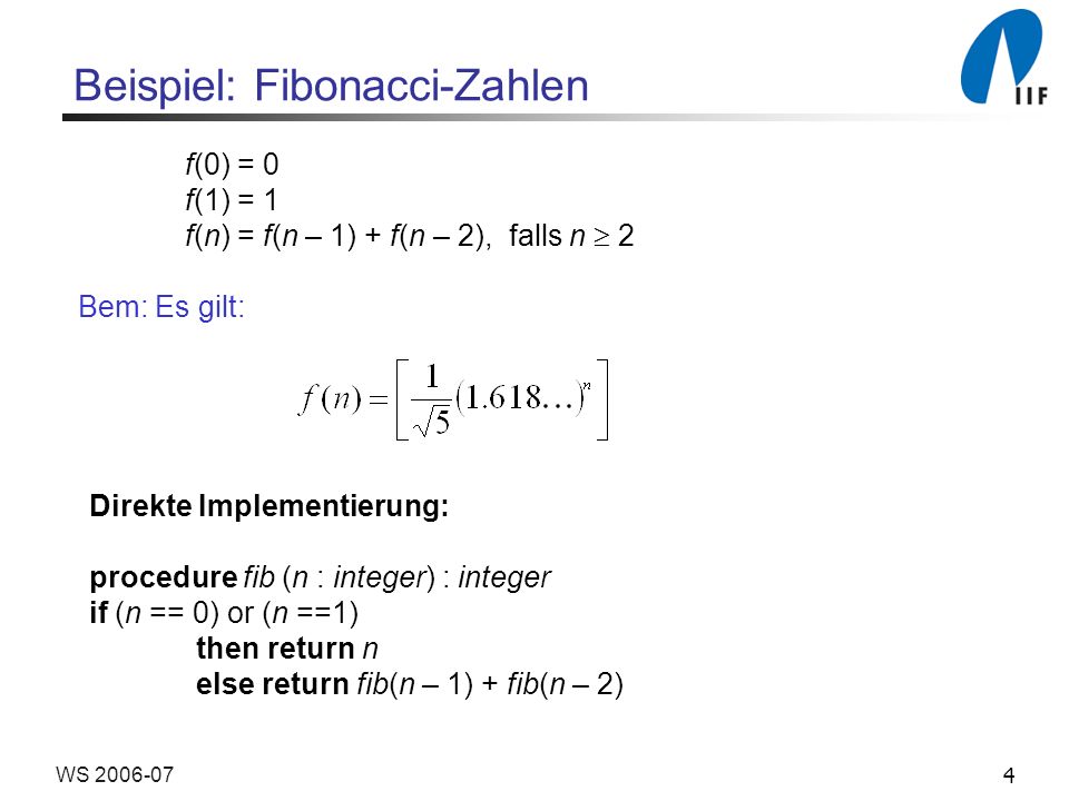 Beispiel: Fibonacci-Zahlen