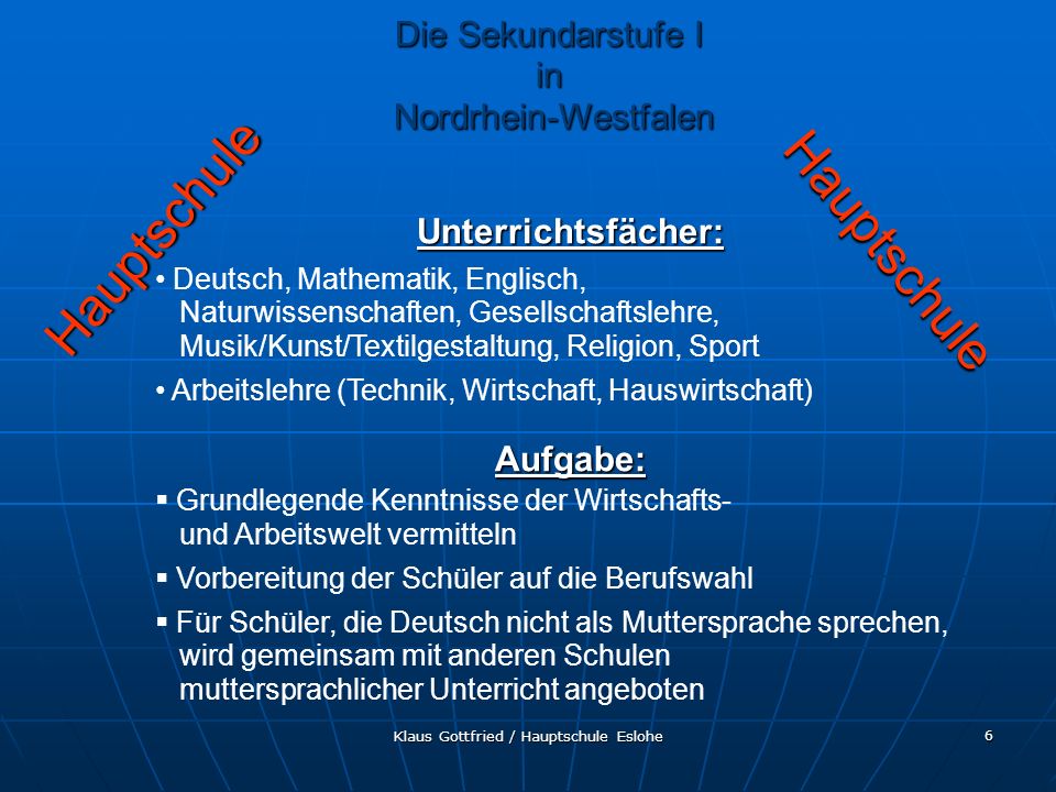 Hauptschule Hauptschule Die Sekundarstufe I in Nordrhein-Westfalen
