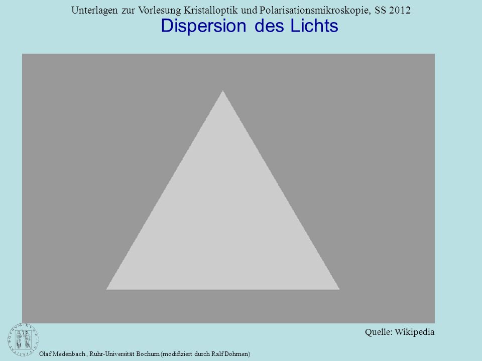 Dispersion des Lichts Quelle: Wikipedia