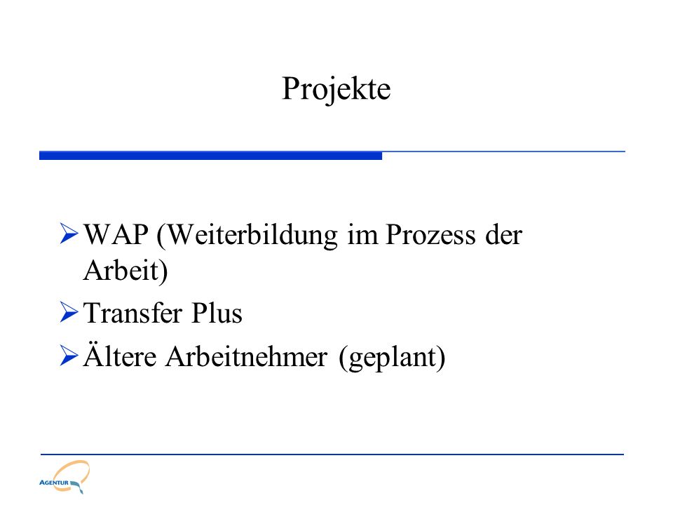 Projekte WAP (Weiterbildung im Prozess der Arbeit) Transfer Plus