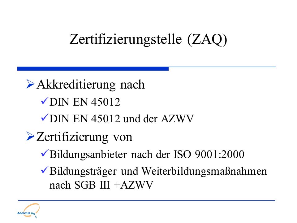 Zertifizierungstelle (ZAQ)
