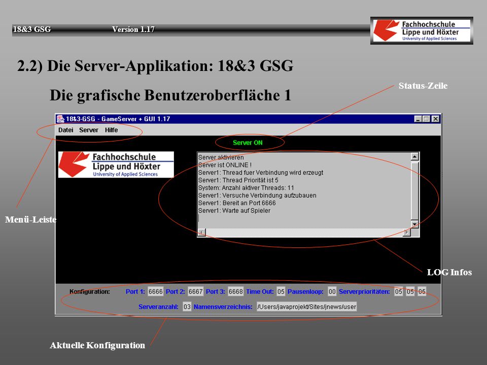 2.2) Die Server-Applikation: 18&3 GSG