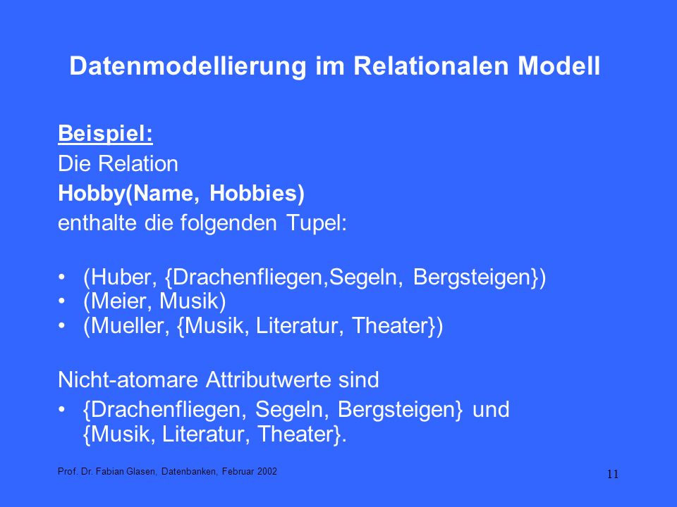 Datenmodellierung im Relationalen Modell