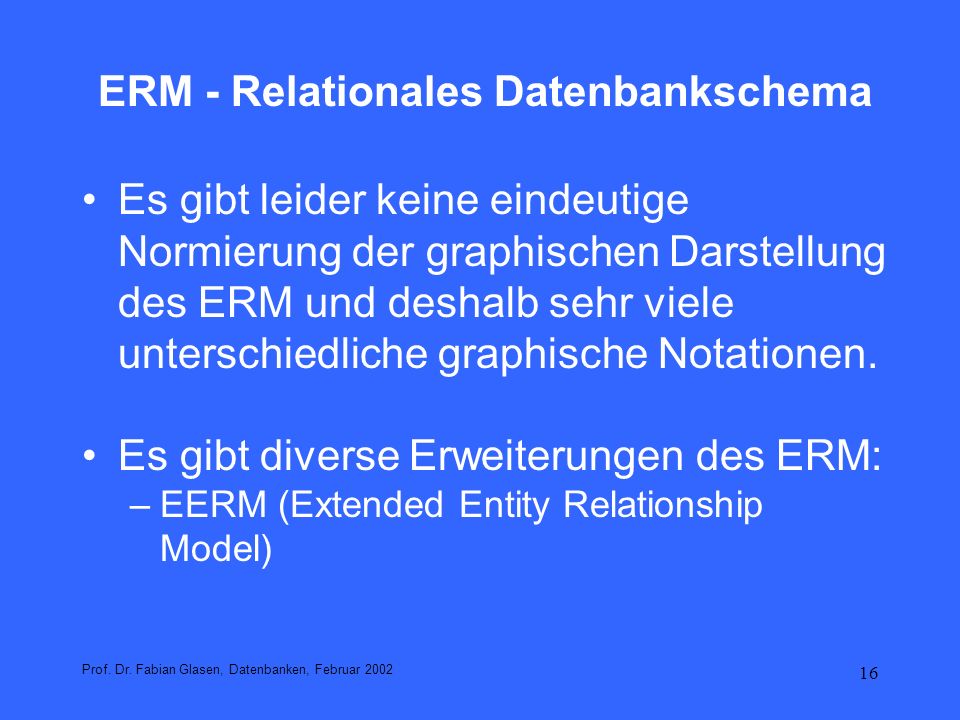 ERM - Relationales Datenbankschema