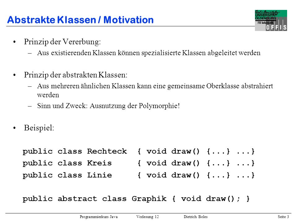 Abstrakte Klassen / Motivation