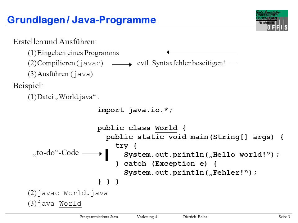 Grundlagen / Java-Programme