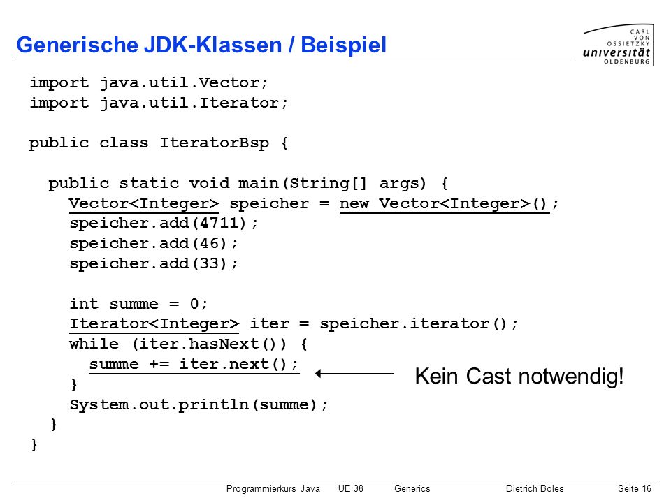 Generische JDK-Klassen / Beispiel