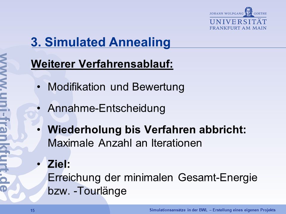 3. Simulated Annealing Weiterer Verfahrensablauf: