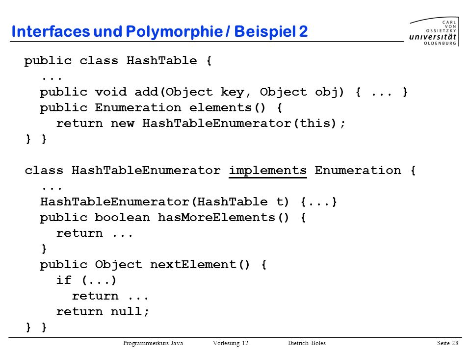 Interfaces und Polymorphie / Beispiel 2
