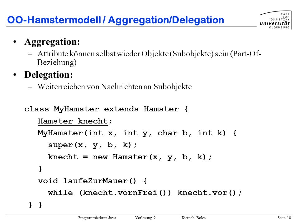 OO-Hamstermodell / Aggregation/Delegation