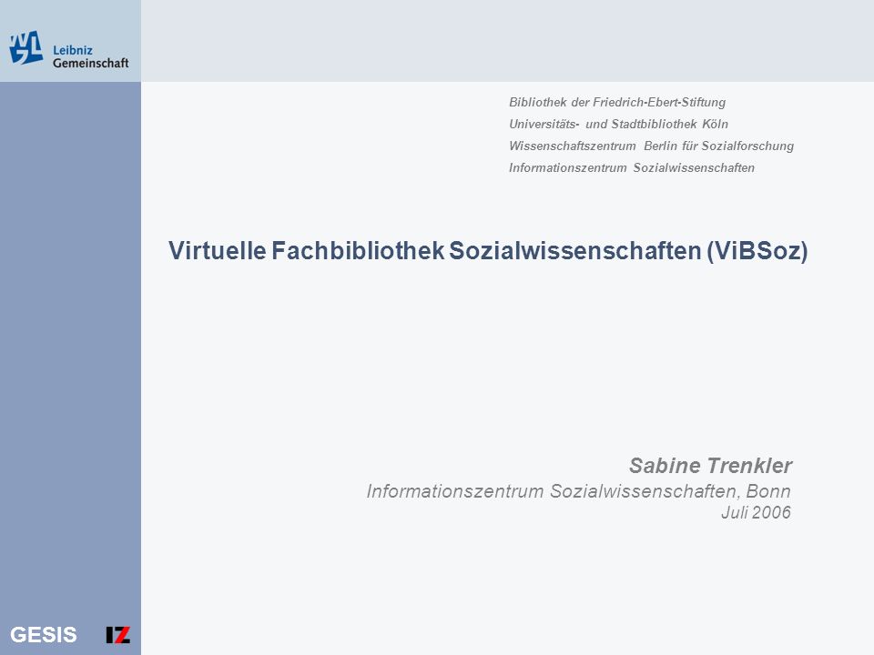 Virtuelle Fachbibliothek Sozialwissenschaften (ViBSoz)