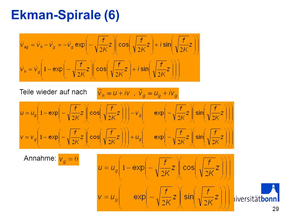 Ekman-Spirale (6) Teile wieder auf nach Annahme: