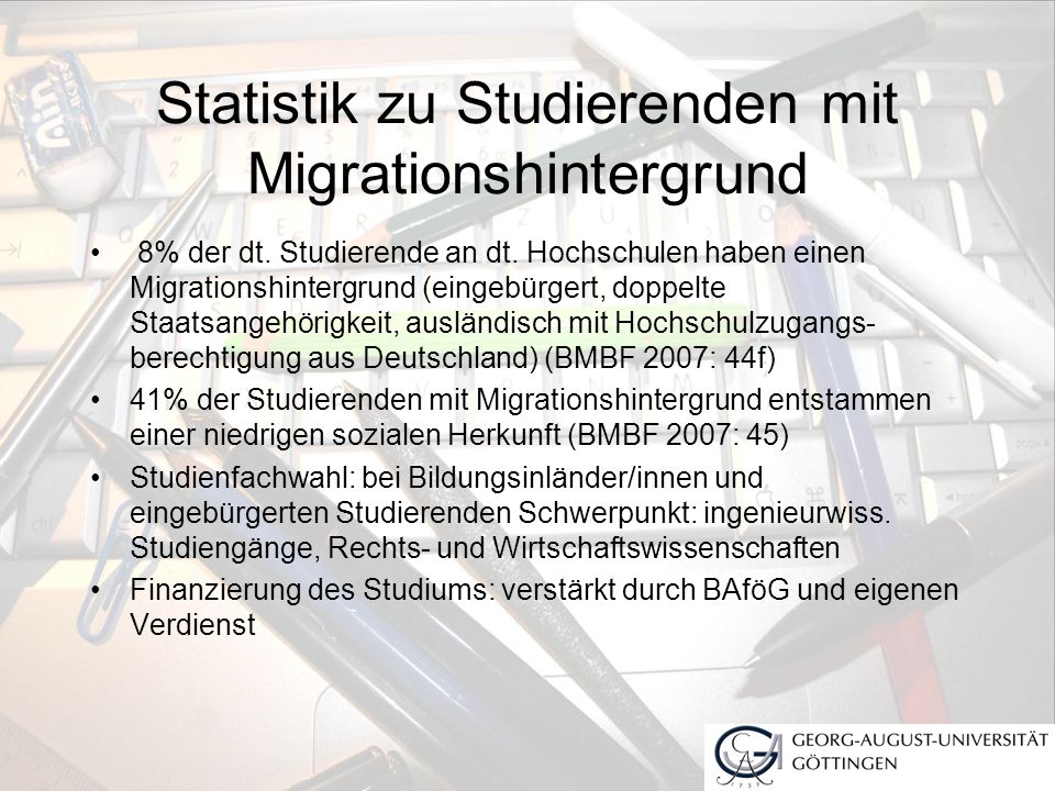 Statistik zu Studierenden mit Migrationshintergrund