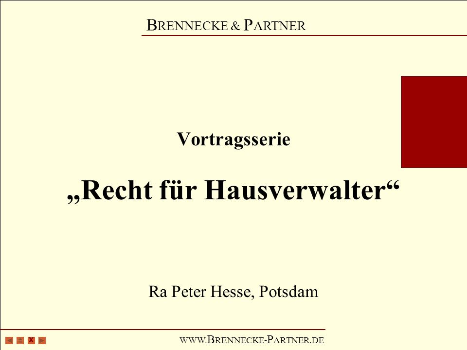 Vortragsserie „Recht für Hausverwalter Ra Peter Hesse, Potsdam