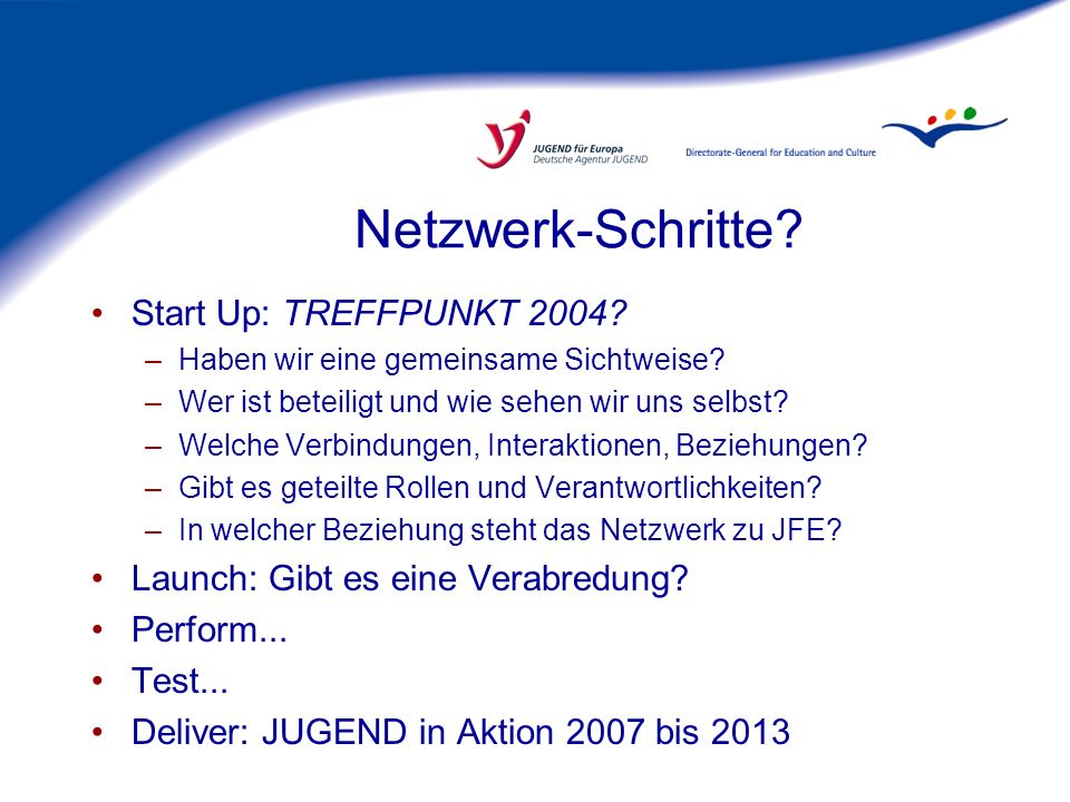 Netzwerk-Schritte Start Up: TREFFPUNKT 2004